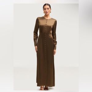 veiled collection aafiyat button down satin dress
